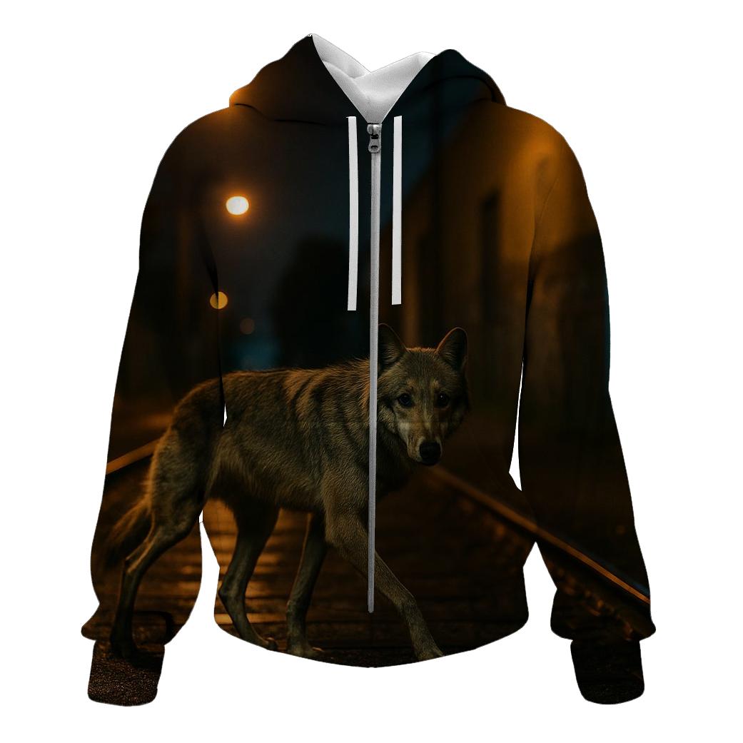 Urban Rail Corridor Wolf Crossing hoodies fashion