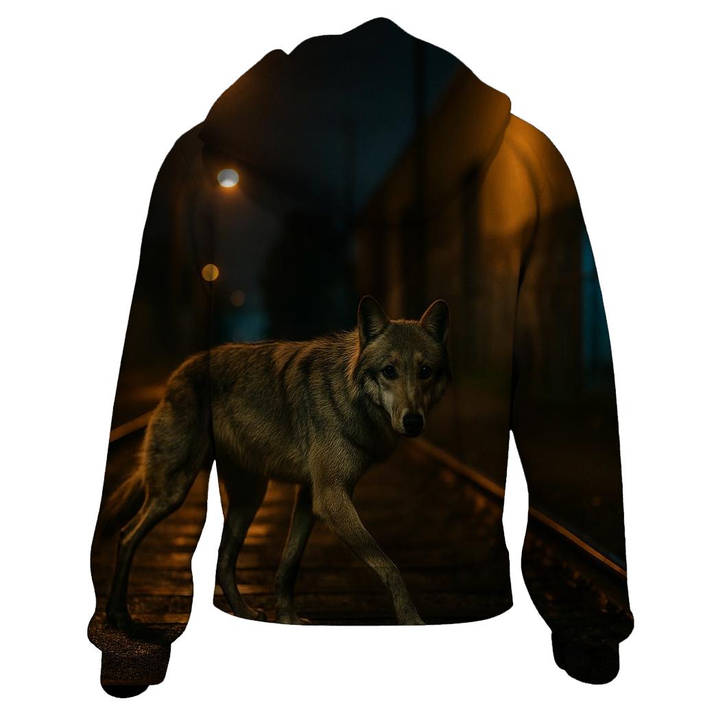 Urban Rail Corridor Wolf Crossing hoodies fashion