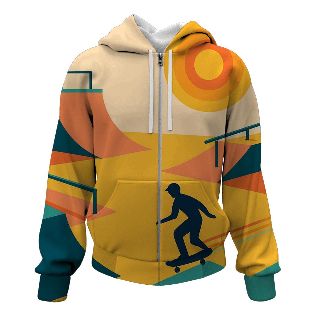Retro Skate Park Lines zip-up hoodies