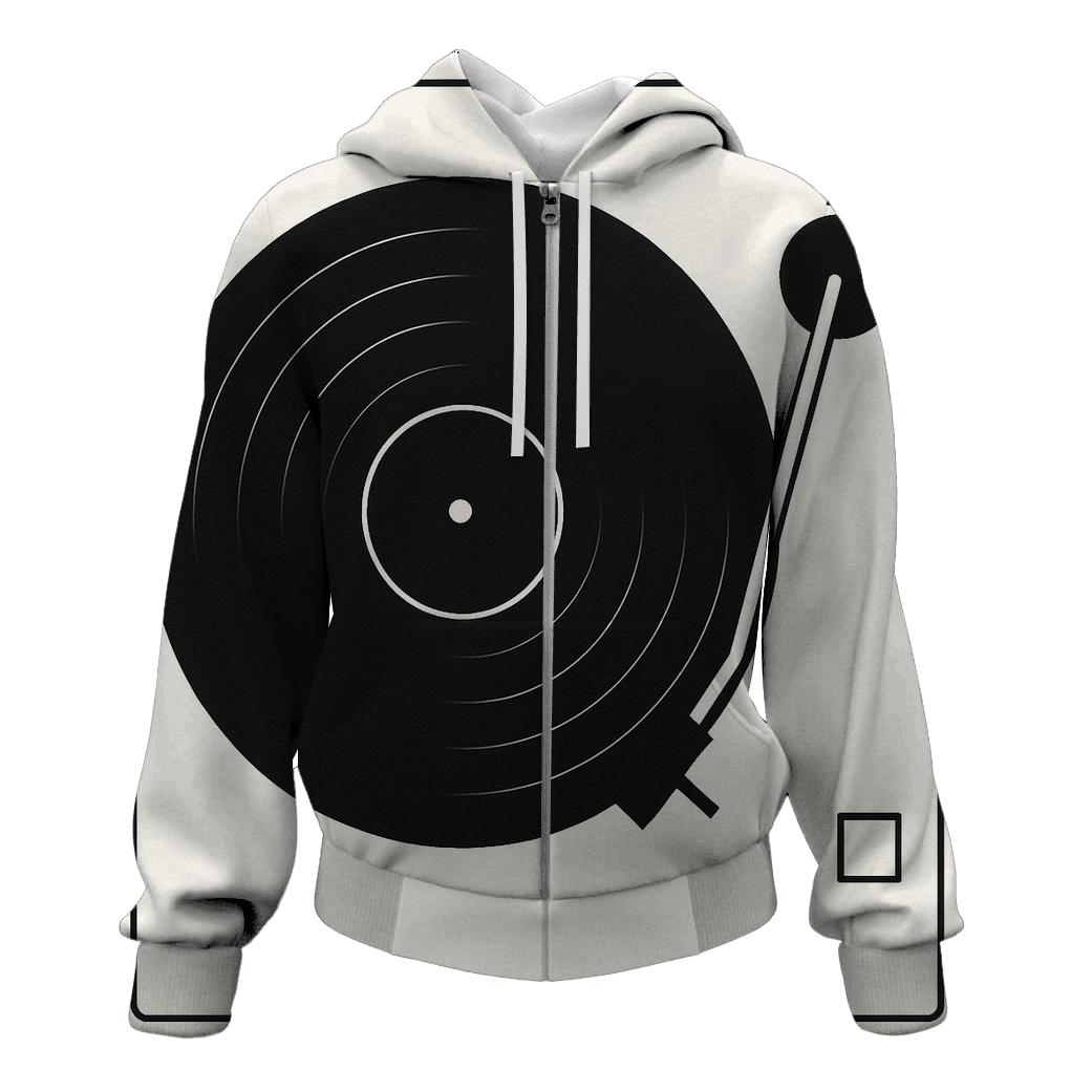 Monochrome Turntable Geometry printed hoodies