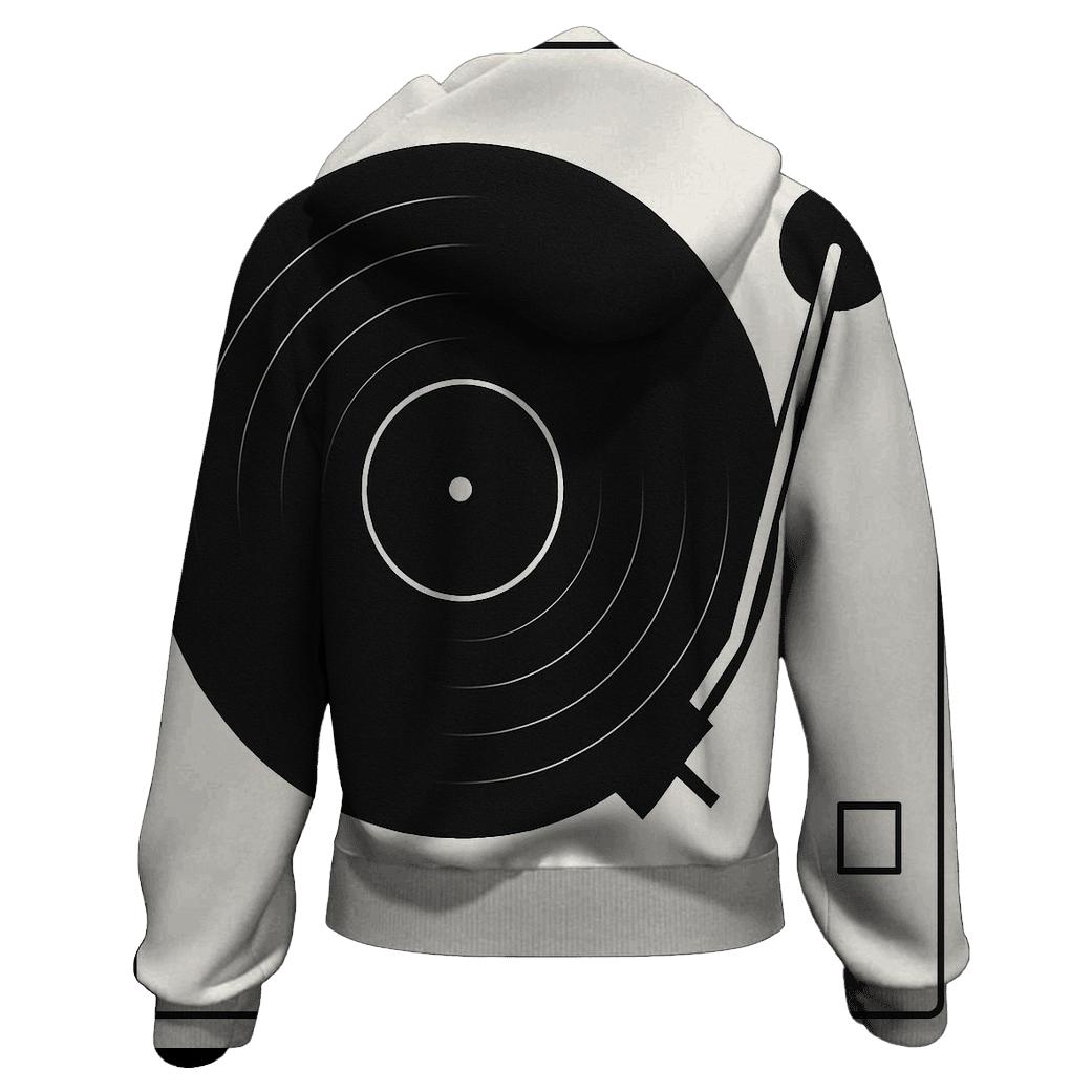 Monochrome Turntable Geometry printed hoodies