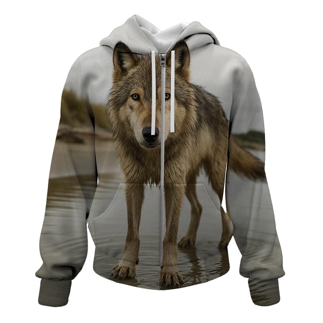 Coastal Dune Wolf At Low Tide custom hoodies