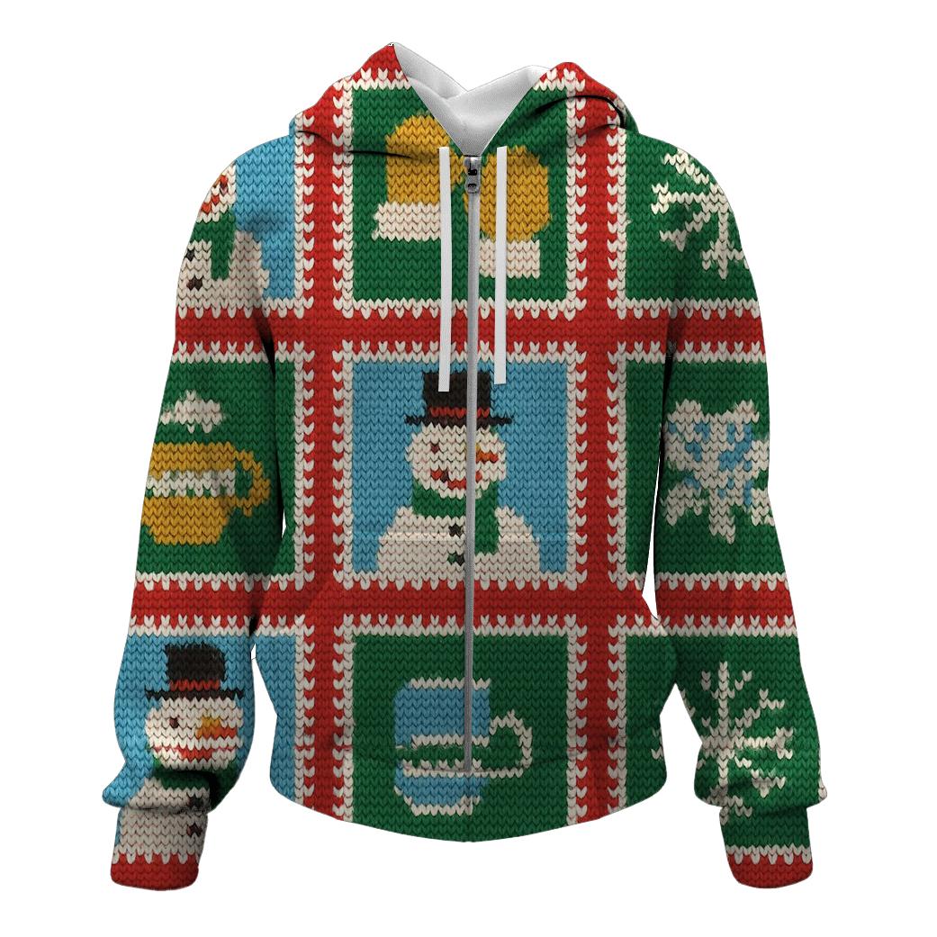 Snowman Sweater Stamp Grid Design hoodies fashion