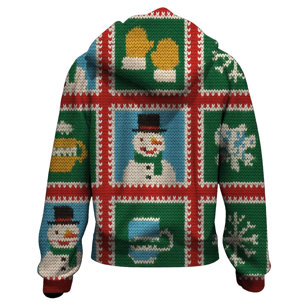 Snowman Sweater Stamp Grid Design hoodies fashion