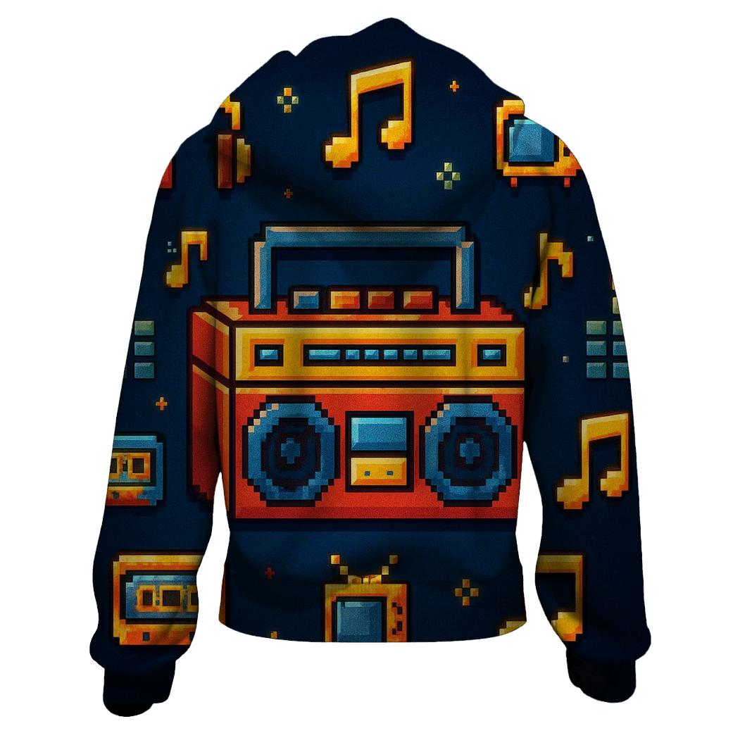Pixel Boombox Arcade zip-up hoodies