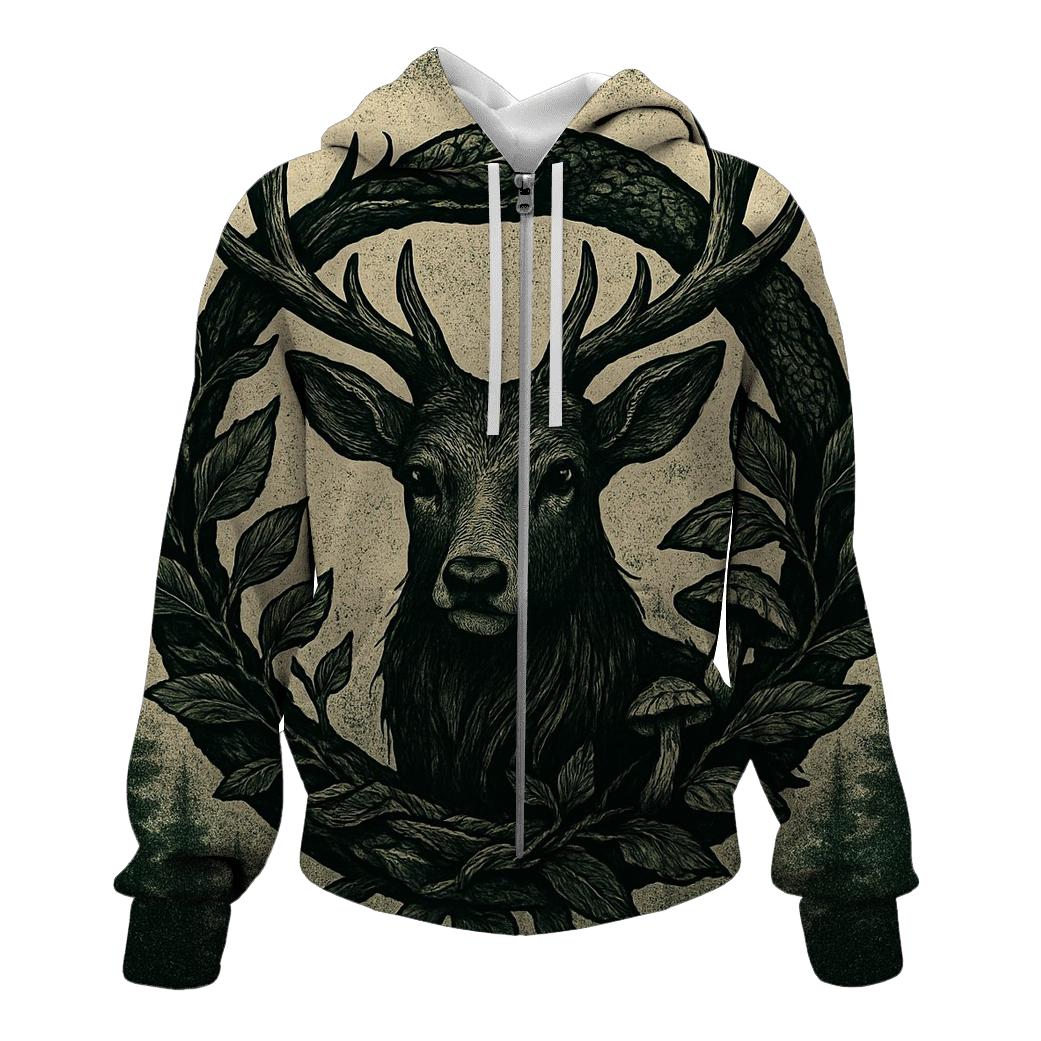 Forest Spirit Ouroboros Stag embroidered hoodies