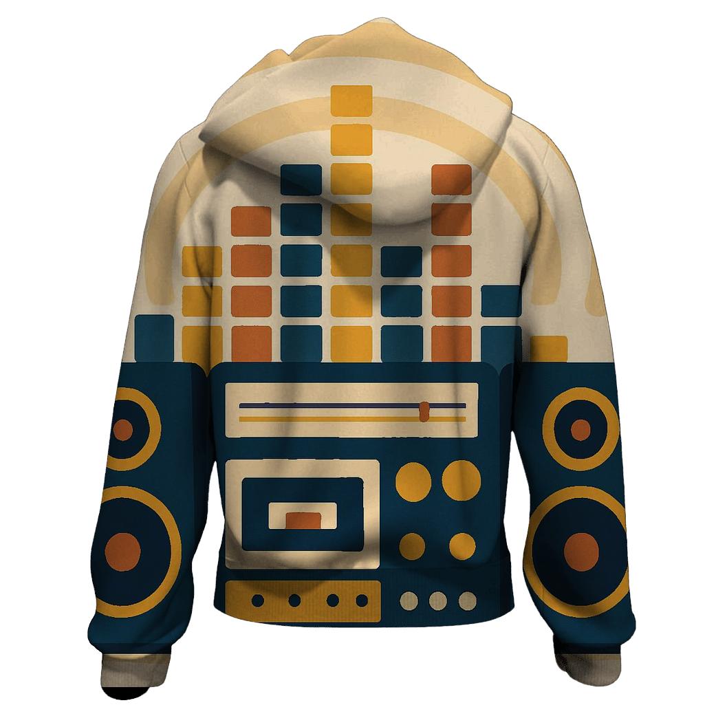 Retro Stereo Sound Waves lightweight hoodies
