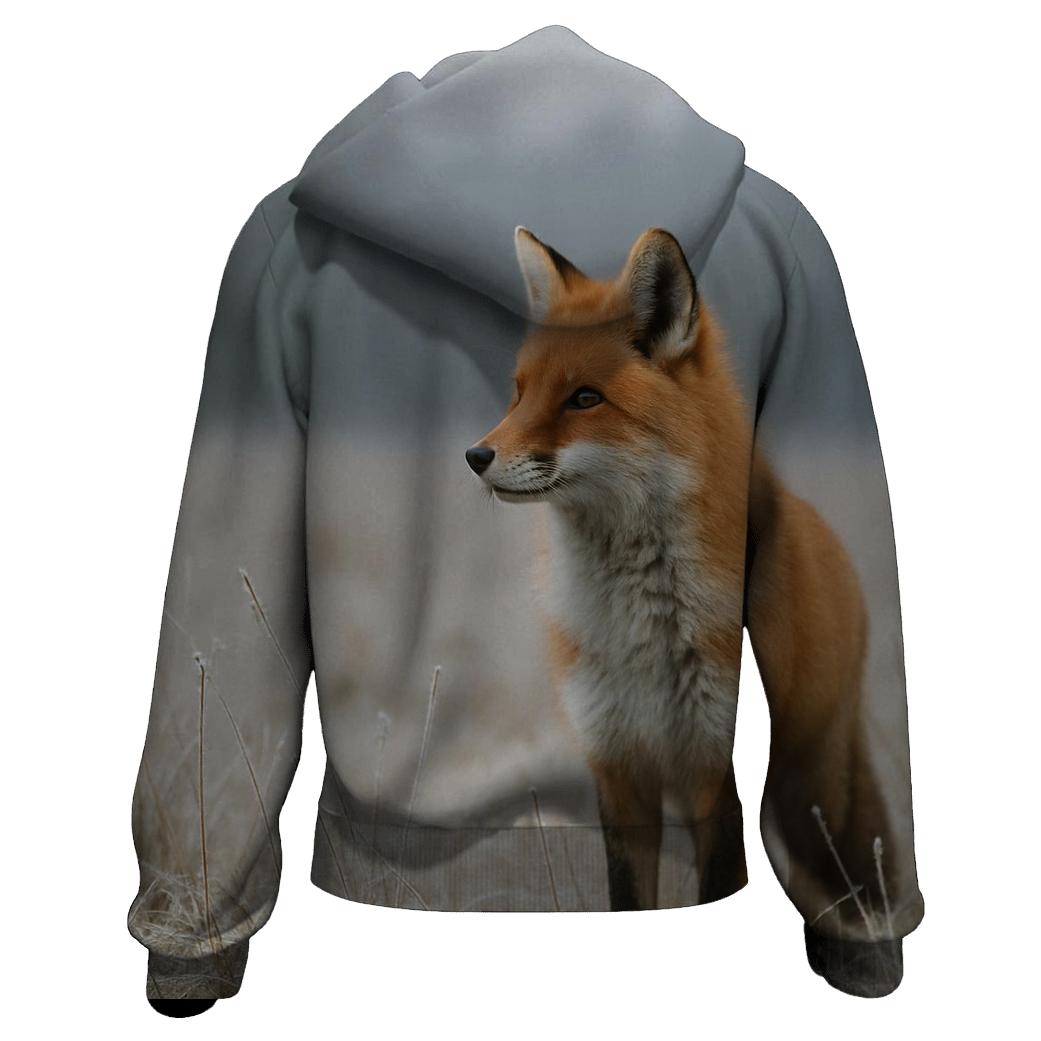 Red Fox In Winter Field designer hoodies