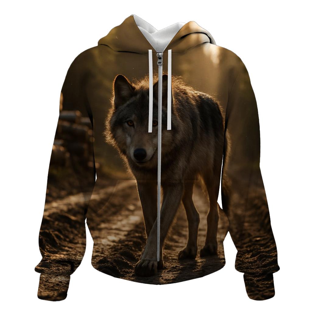 Forest Logging Road Encounter embroidered hoodies
