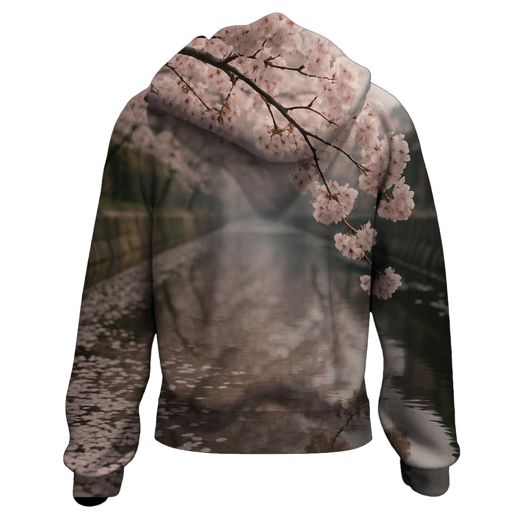 Cherry Blossoms Reflected In Quiet Canal lightweight hoodies