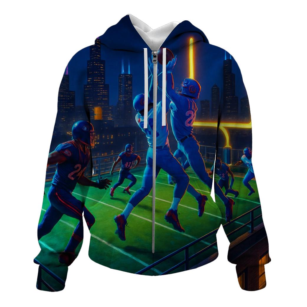 Skyline Showdown On The Rooftop Gridiron premium hoodies