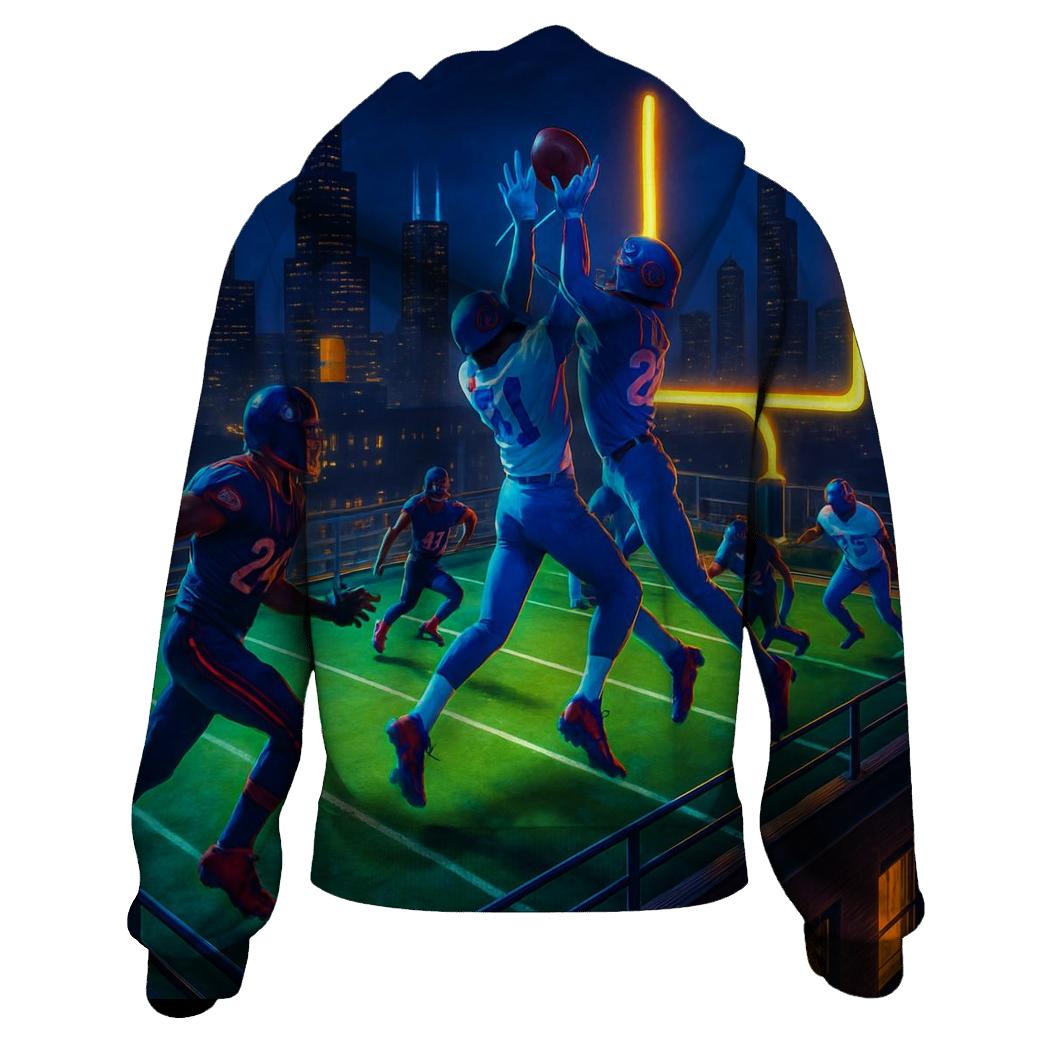 Skyline Showdown On The Rooftop Gridiron premium hoodies
