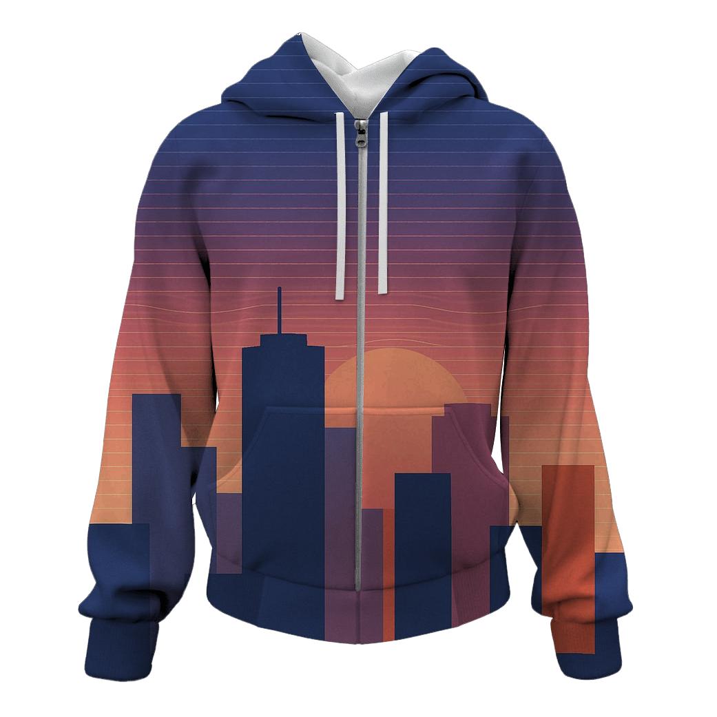 Retro City Skyline Groove graphic hoodies