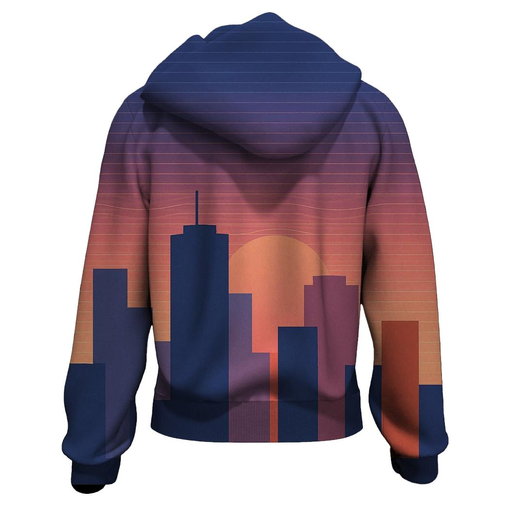 Retro City Skyline Groove graphic hoodies