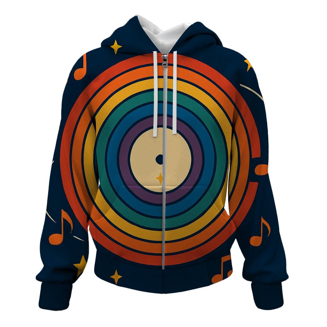 Vinyl Record Rainbow Spin embroidered hoodies