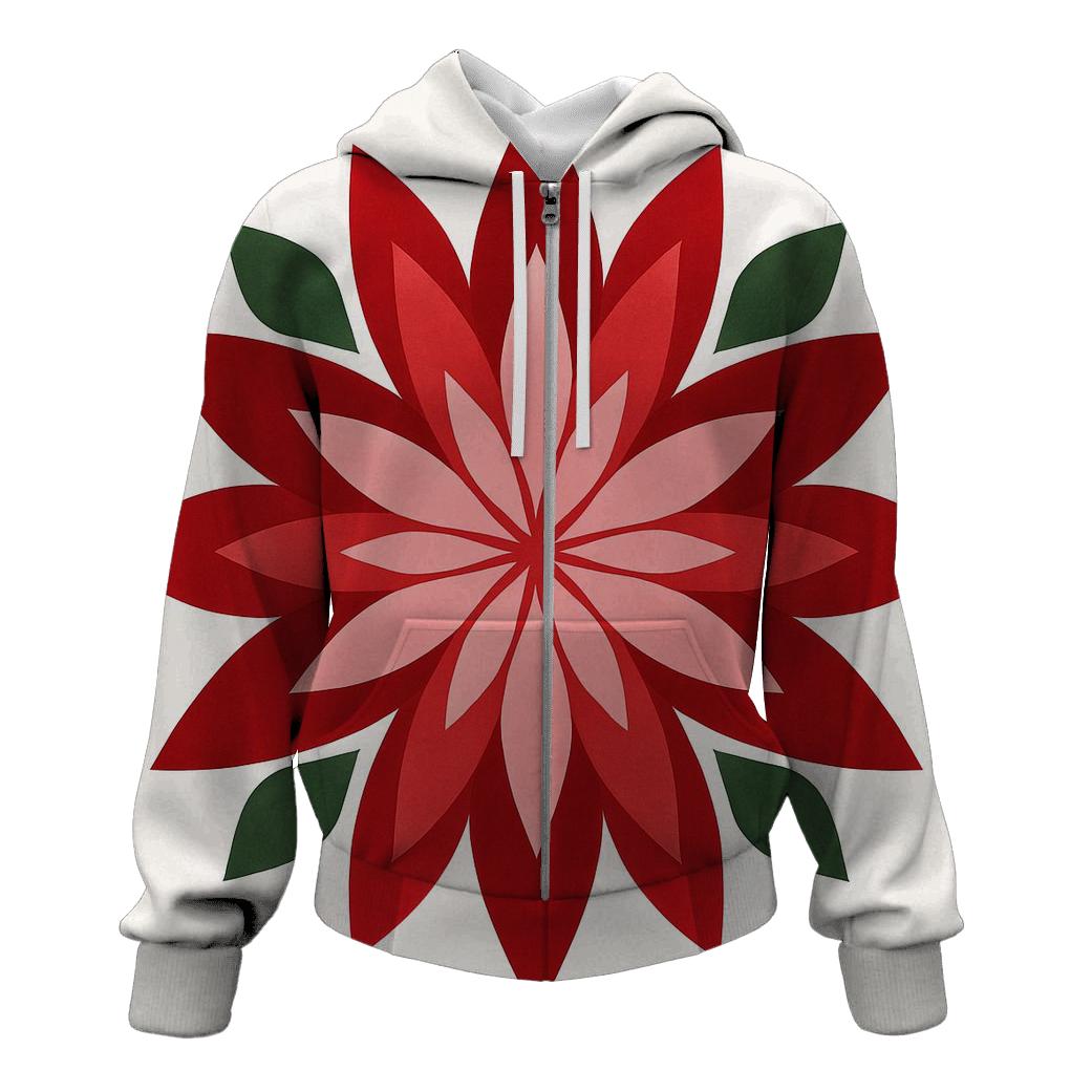 Poinsettia Petal Kaleidoscope printed hoodies