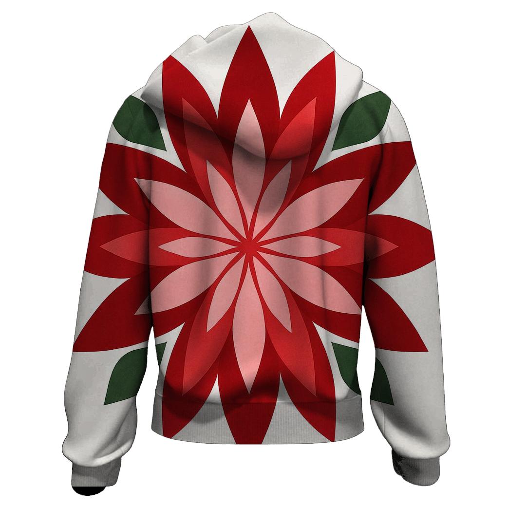 Poinsettia Petal Kaleidoscope printed hoodies
