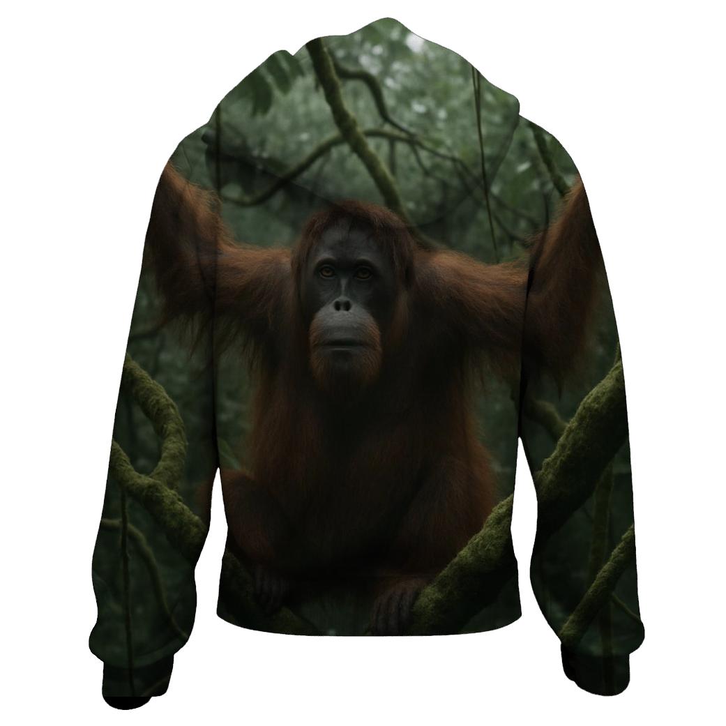 Orangutan Crossing The Vines zip-up hoodies