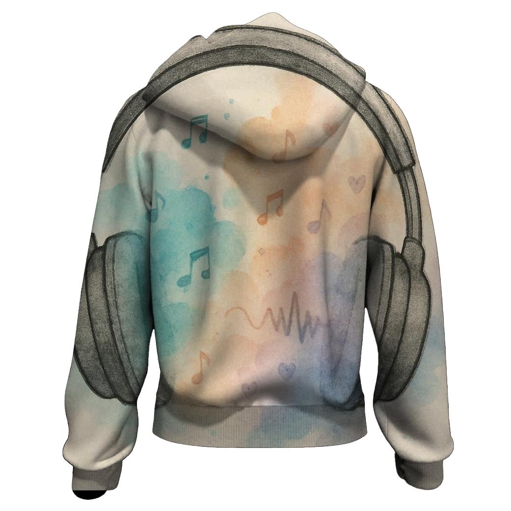 Watercolor Headphone Aura printed hoodies