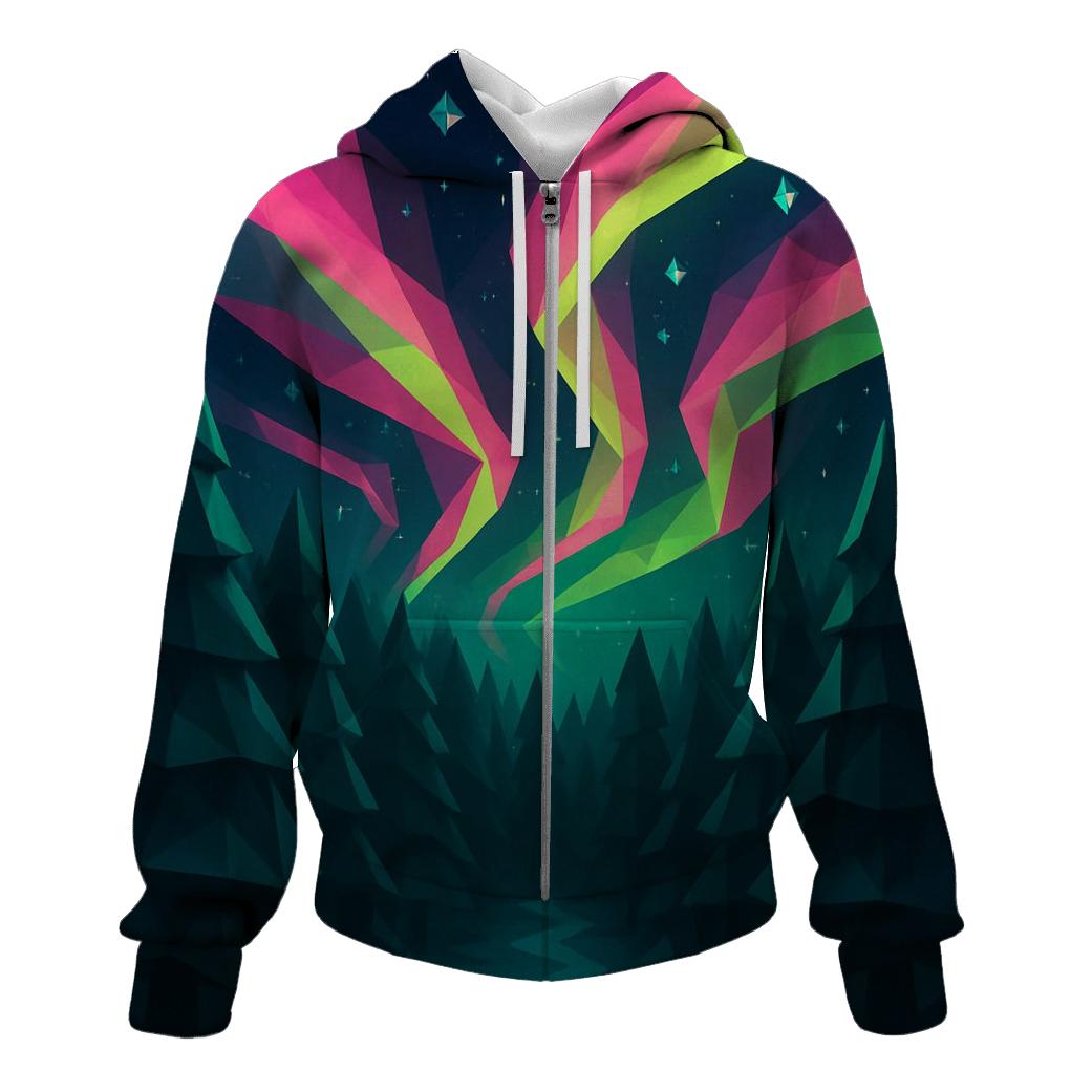 Aurora Geometric Forest designer hoodies