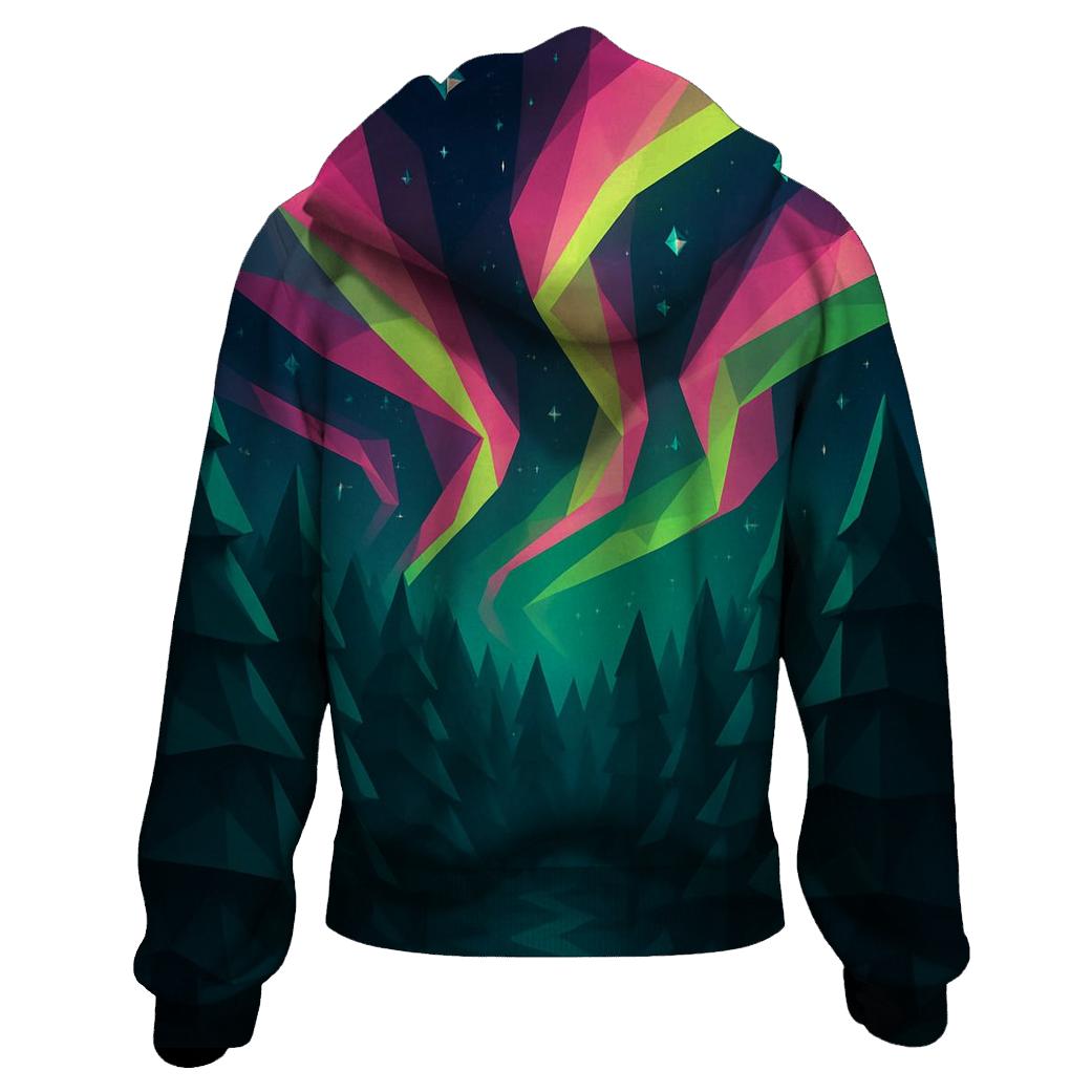 Aurora Geometric Forest designer hoodies