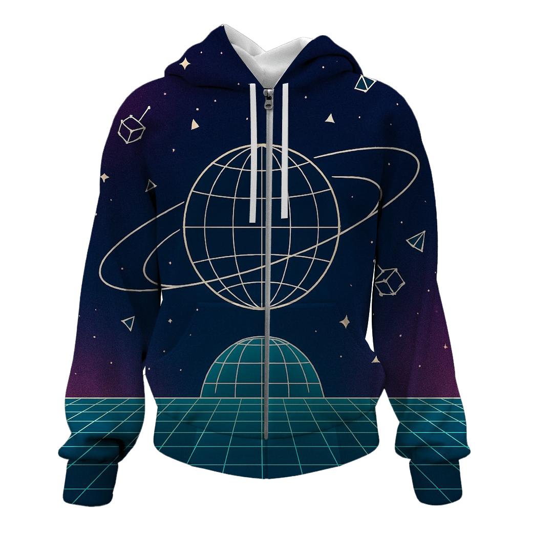 Retro Space Grid Orbit custom hoodies