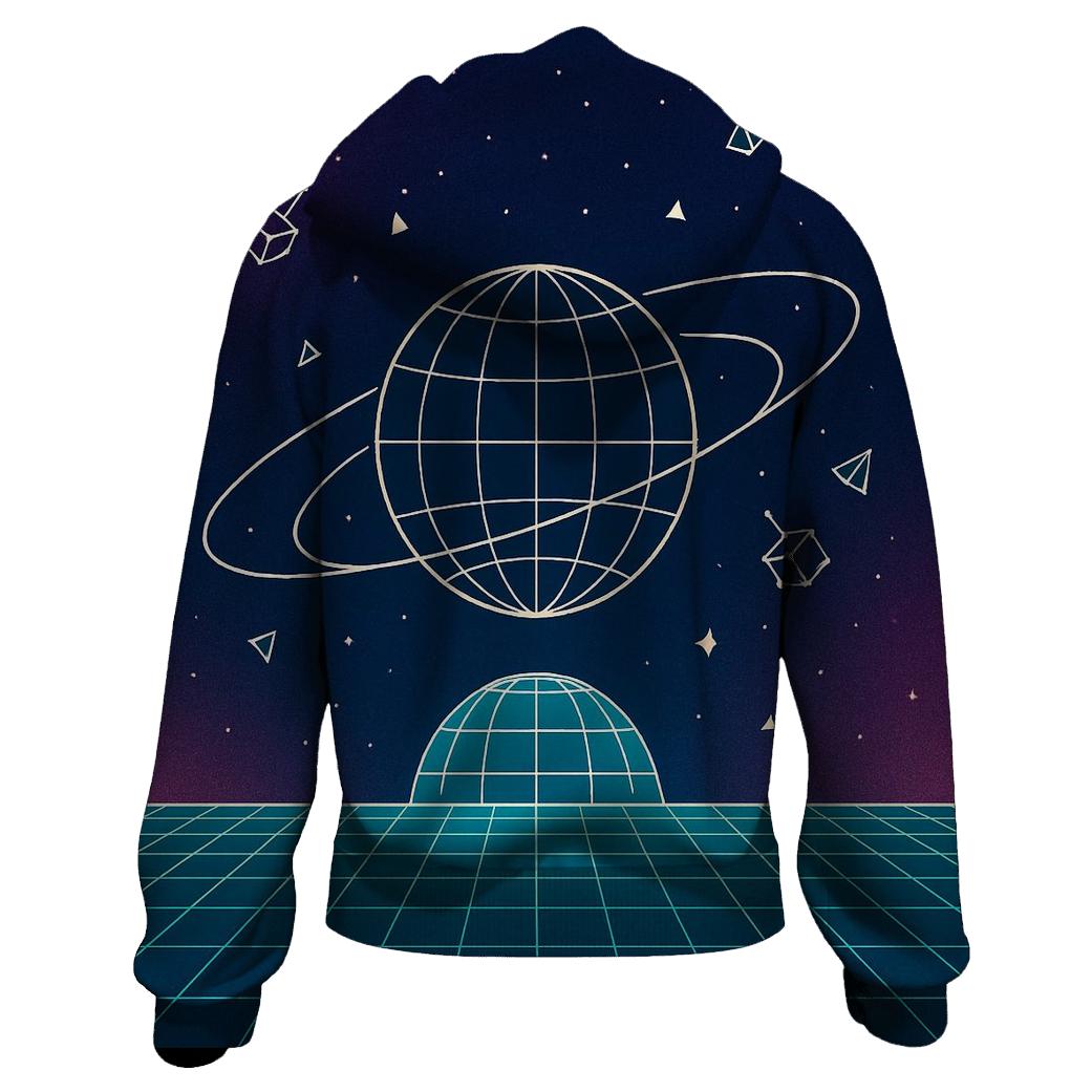 Retro Space Grid Orbit custom hoodies