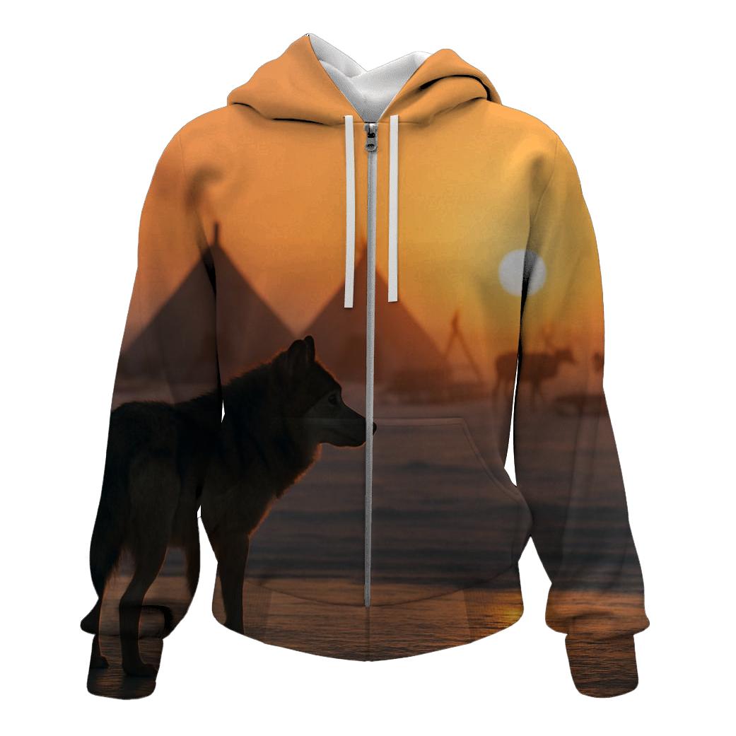 Traditional Reindeer Herding Camp Wolf lightweight hoodies