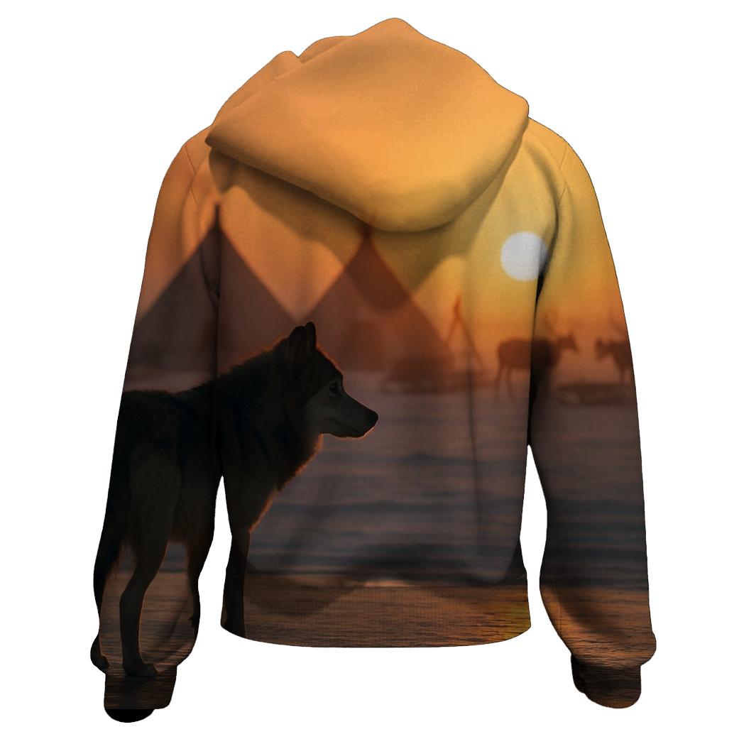 Traditional Reindeer Herding Camp Wolf lightweight hoodies
