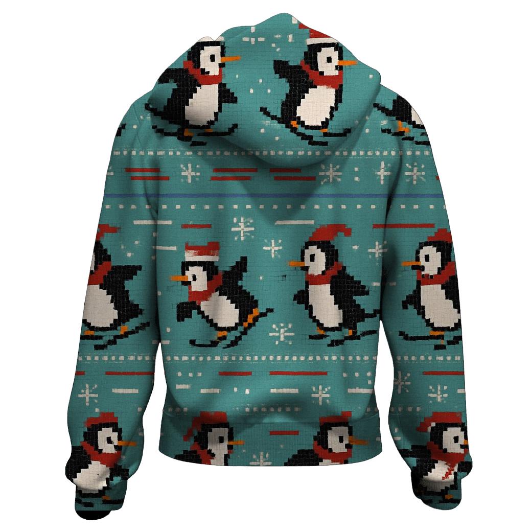 Polar Penguin Ski Track Rows Design pullover hoodies