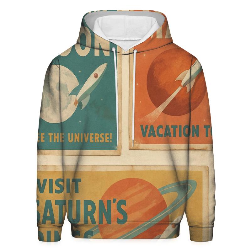 Retro Space Tourism Postcard Wall hoodie designs