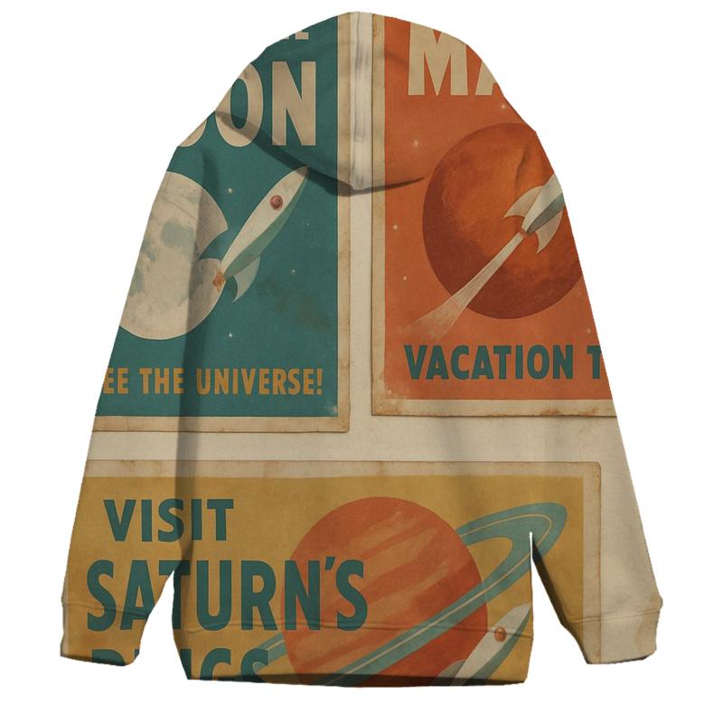 Retro Space Tourism Postcard Wall hoodie designs
