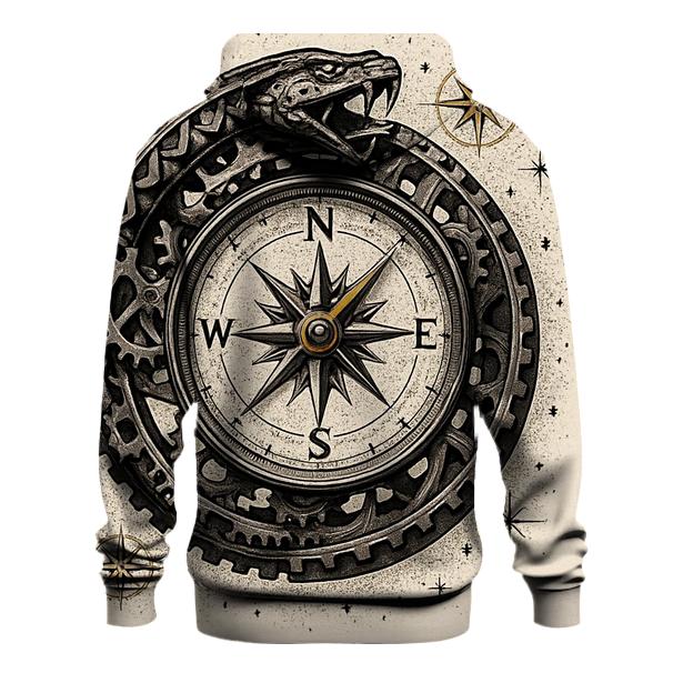 Clockwork Ouroboros Compass graphic hoodies