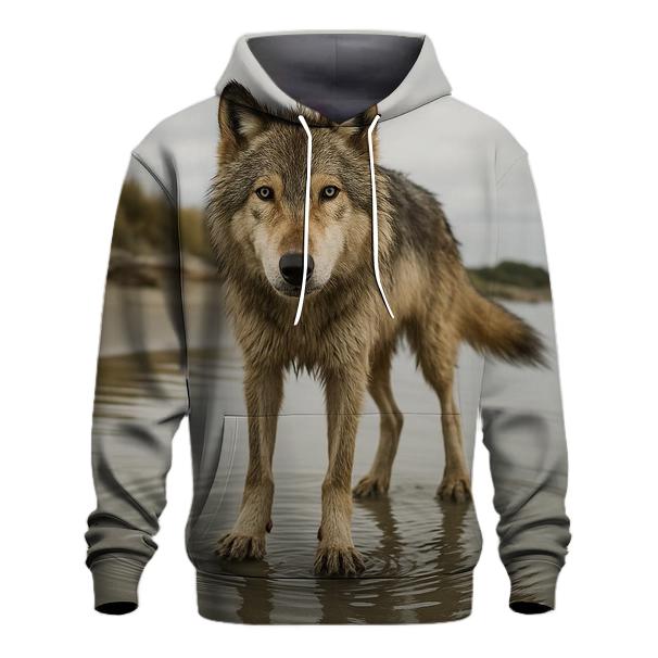 Coastal Dune Wolf At Low Tide printed hoodies