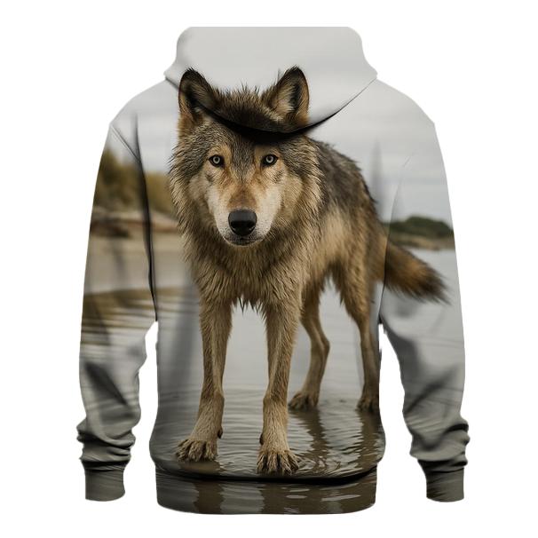 Coastal Dune Wolf At Low Tide printed hoodies