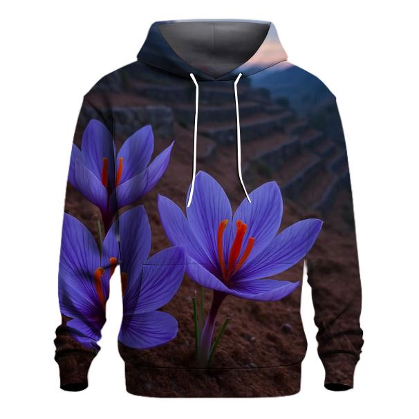 Saffron Crocus In Terraced Field Dawn printed hoodies