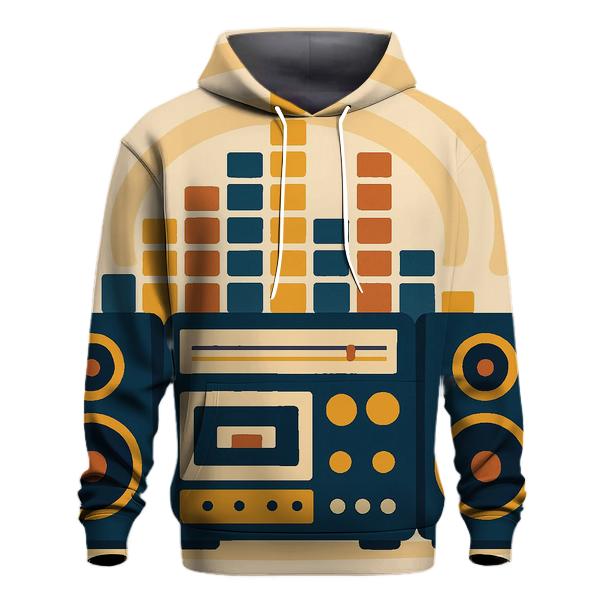 Retro Stereo Sound Waves designer hoodies