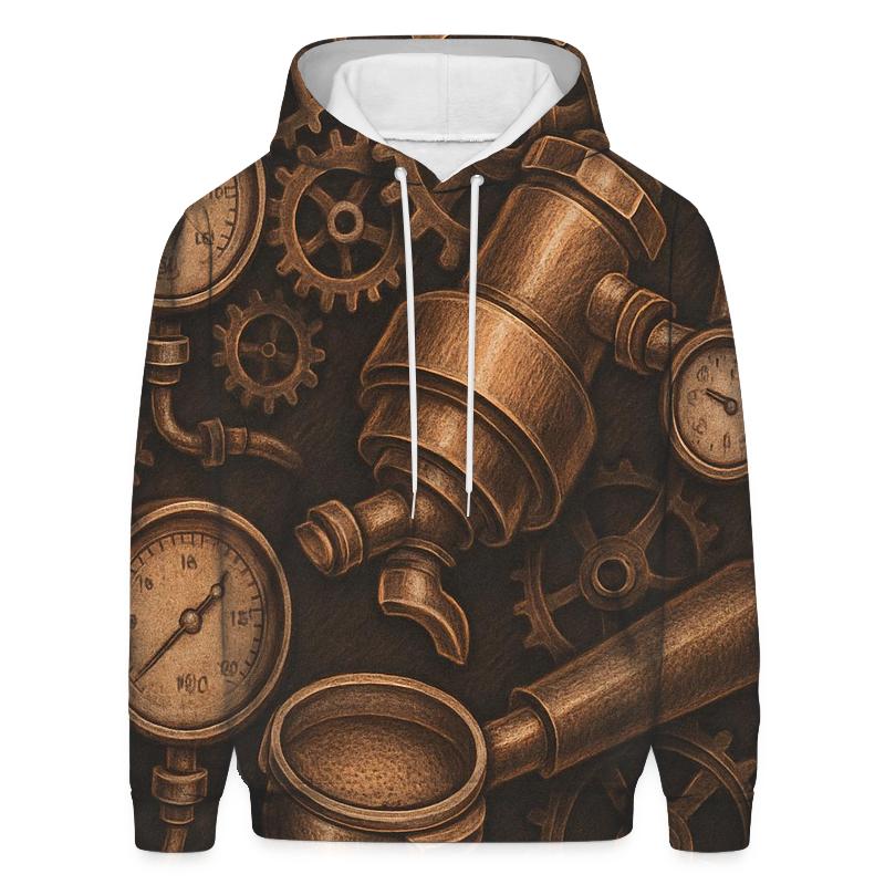 Copper Espresso Mechanics embroidered hoodies