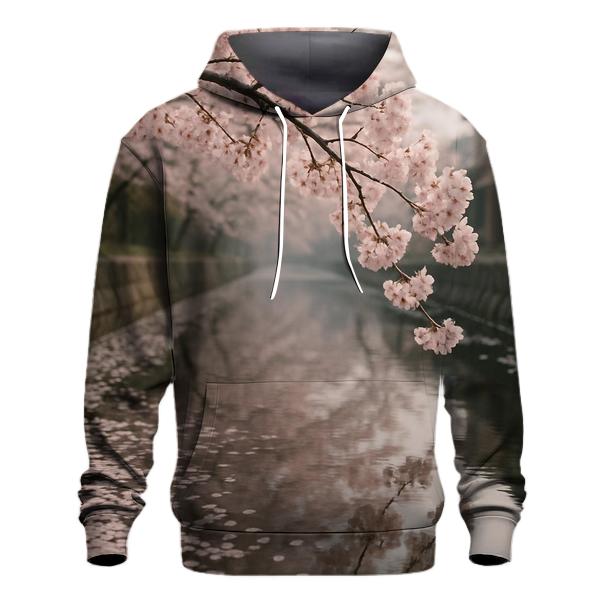Cherry Blossoms Reflected In Quiet Canal zip-up hoodies