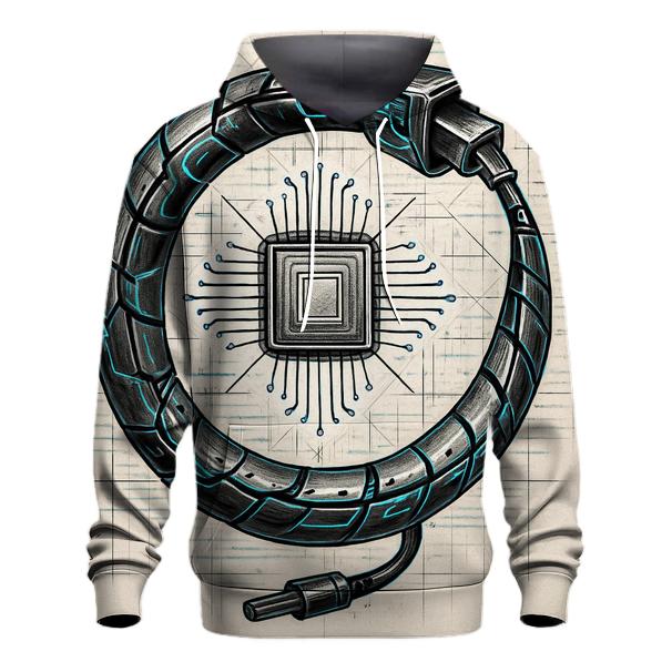 Cyber Circuit Ouroboros graphic hoodies