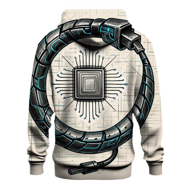Cyber Circuit Ouroboros graphic hoodies