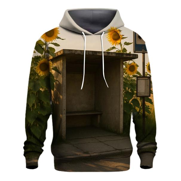 Sunflowers Guarding Rural Bus Stop hoodies fashion