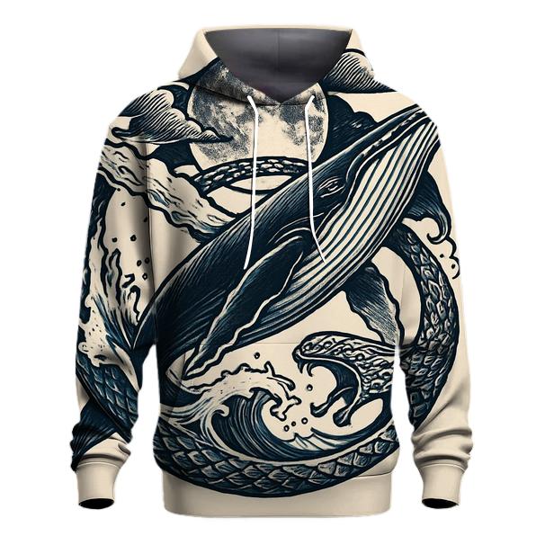 Lunar Tide Ouroboros Whale pullover hoodies