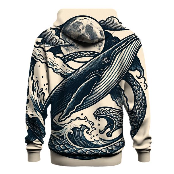 Lunar Tide Ouroboros Whale pullover hoodies