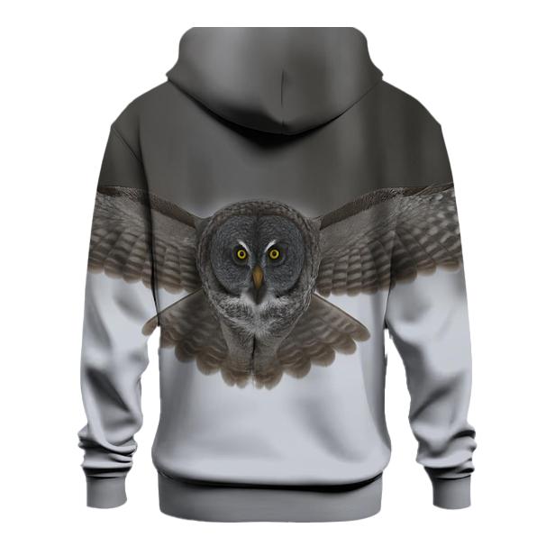 Great Gray Owl Over Snowfield hoodies fashion