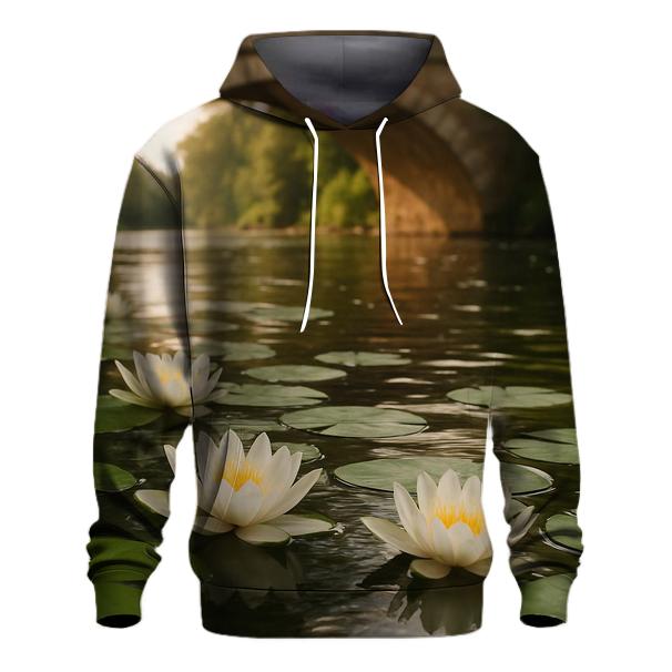 Water Lilies Beneath Old Stone Bridge lightweight hoodies