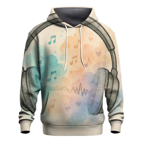 Watercolor Headphone Aura embroidered hoodies