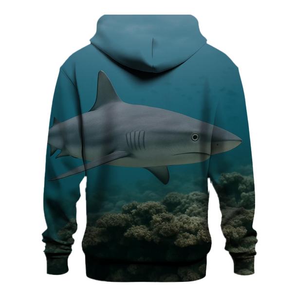 Grey Reef Shark Over Coral Ledge hoodie trends