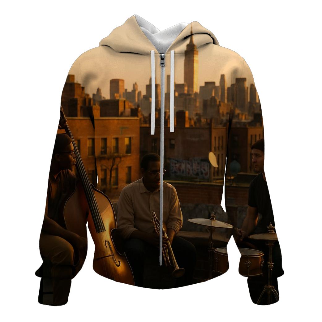 Harlem Rooftop Jazz At Golden Hour hoodies fashion