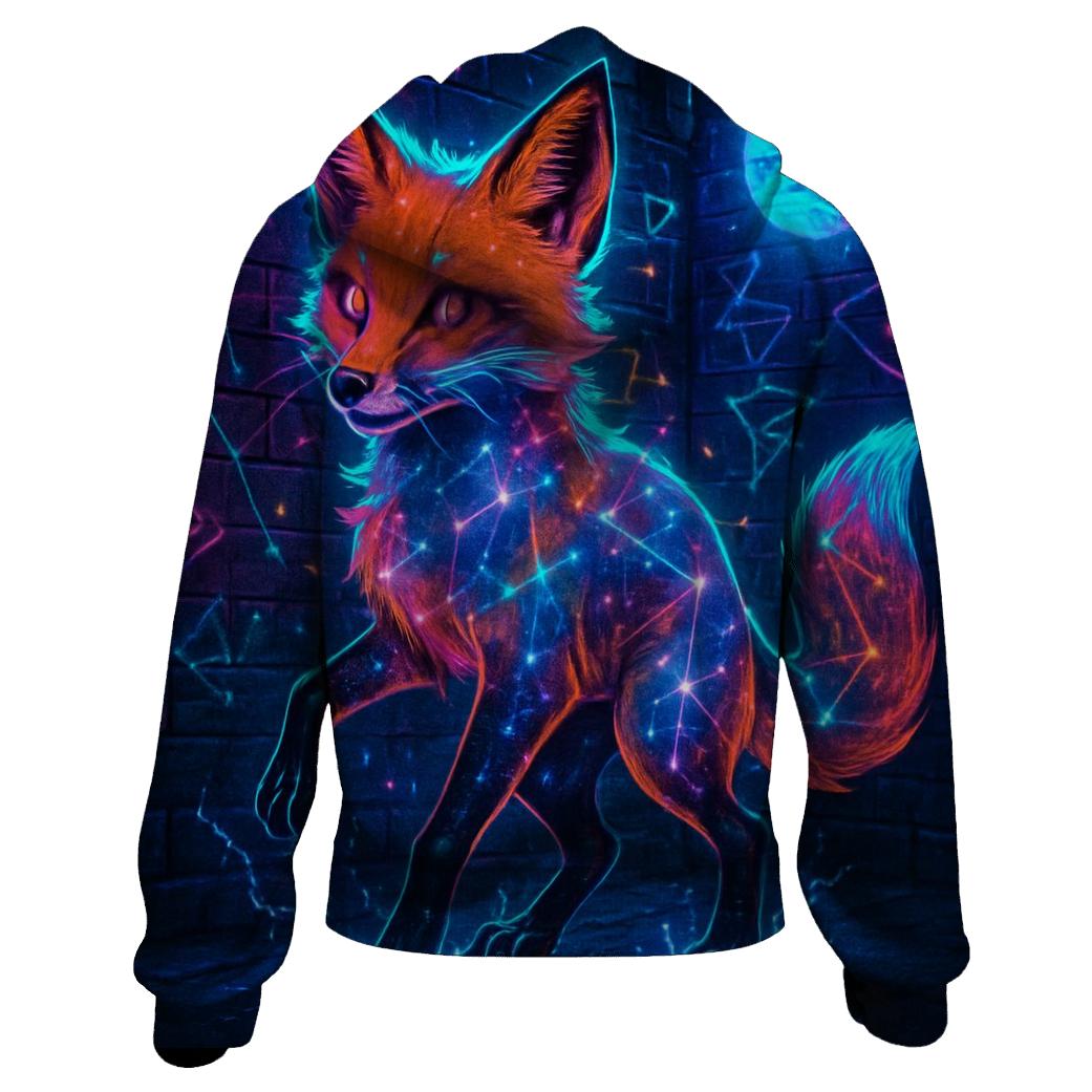 Galaxy Glitch Street Fox embroidered hoodies